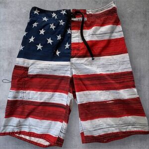 U.S. Apparel Board Shorts Men's Small American Flag Patriotic 4th of July